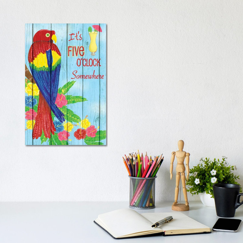 Parrot Party I by Andi Metz - Wrapped Canvas Painting, 20.32 cm H x 30.48 cm W