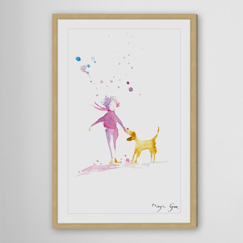 « femme & dog » par maya gur, reproduction d’art encadrée, H 24 po x l 16 po x P 1,5 po