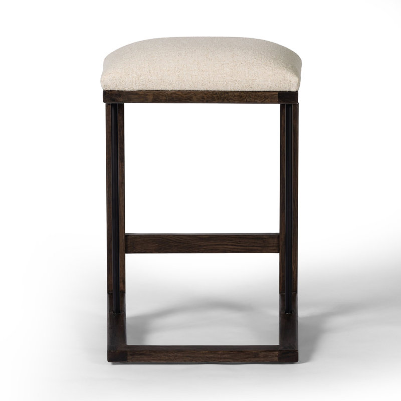 FINN Upholstered Bar Stool with Solid Wood Frame, Sienna Brown/Antwerp Natural, Counter Stool (27" Seat Height)