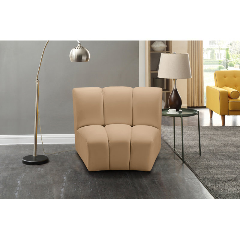 Chaise d'appoint modulaire Madeline, velours doux, Velours chameau