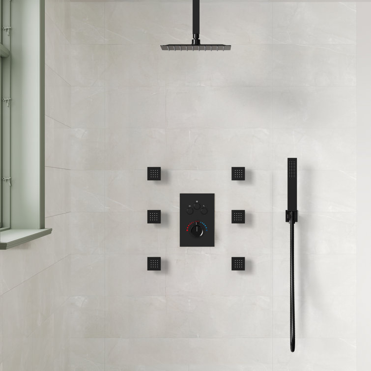 RelaxaJet High-Pressure 12‘’ FlowSync Control Collection Shower Faucet Set with Rough-In Valve，2.5 GPM
