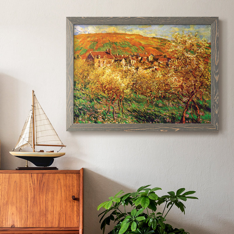 «Blooming Apple Trees», peinture sur toile encadrée, Gris, H 26 po x l 38 po x P 1,5 po