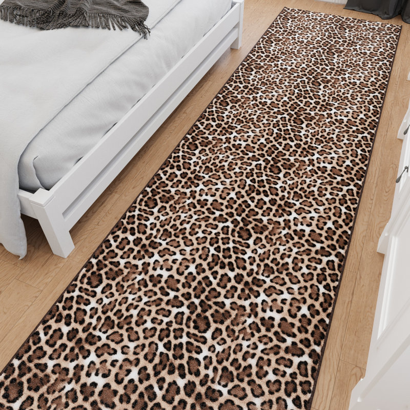 Kaira Soft Non-Slip Indoor Leopard Rug, Runner 1'10.5" x 27', Leopard