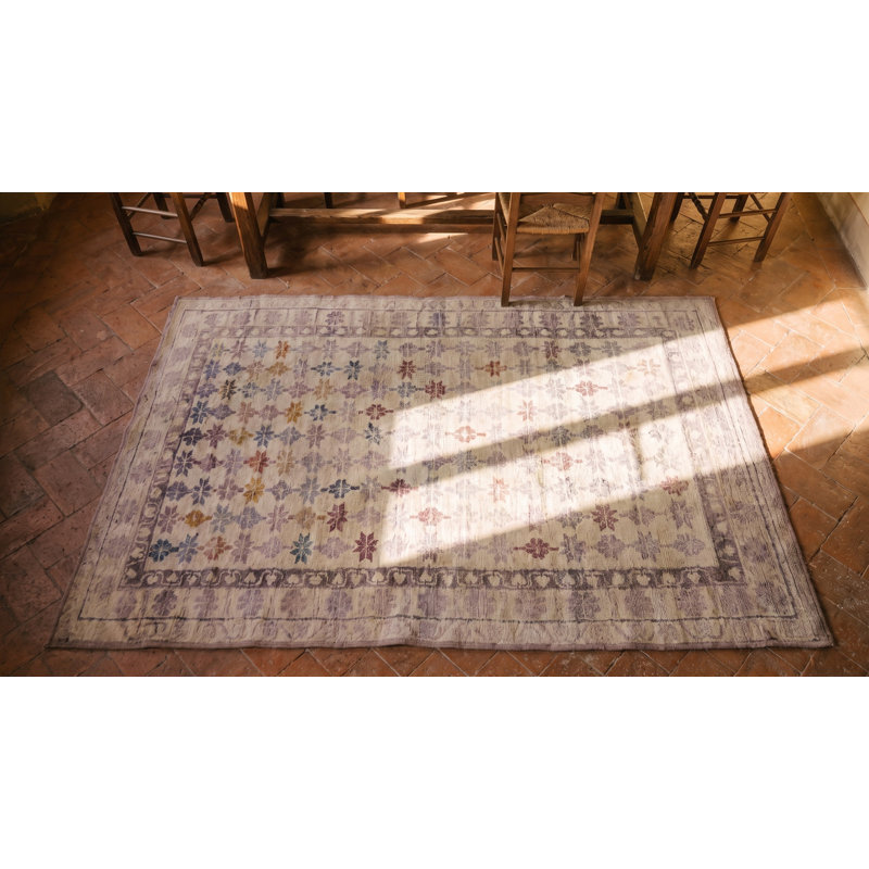 Light Ivory Color Antique Small Size Tribal Geometric Indian Agra Cotton Pile Area Rug