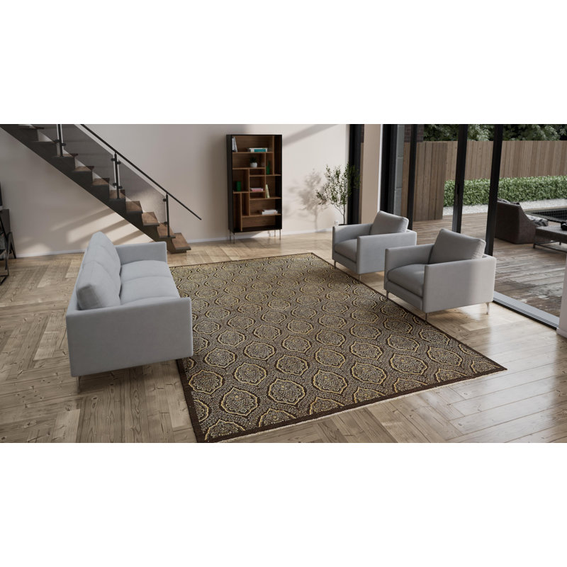 Brown Traditional Wool Rug - 9'10" x 13'9"