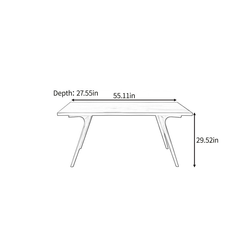 Simple solid wood table, 29.52"H x 55.11"L x 27.55"W