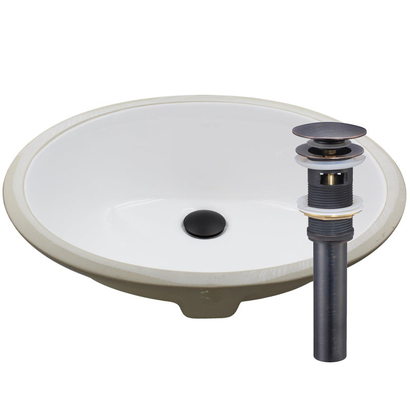 Novatto 16'' Porcelain Oval Bathroom Sink with Overflow, Oil Rubbed Bronze