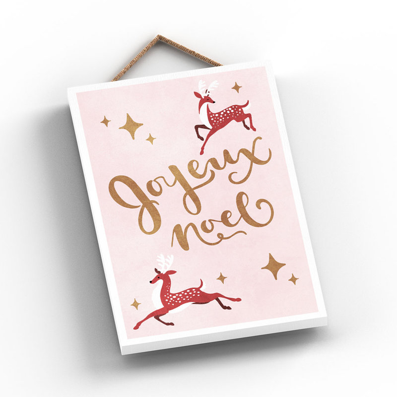 Xmas Joyeux Noel Wooden Plaque, 18.5cm H x 12cm W x 0.9cm D