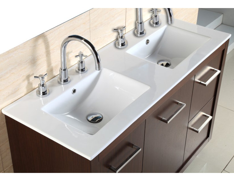 Bellaterra Home Ceramica 18'' White Ceramic Rectangular Bathroom Sink with Overflow