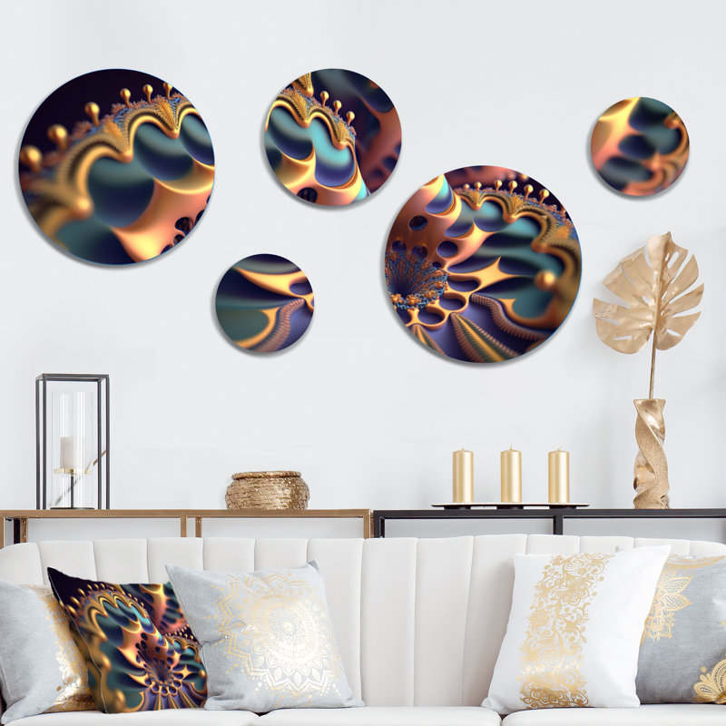 Pastel Fractal Spiral Universe V - Décoration murale géométrique moderne en métal