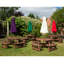 Heaven Round Wood Outdoor Picnic Table With Umbrella Hole , 180cm W 180cm D-1780667032