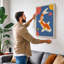 Leaping Koi Geometric - Wrapped Canvas-211670357-211670364