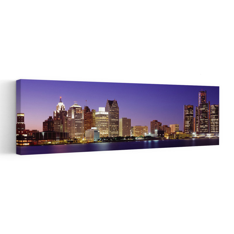«Dusk Detroit, Michigan, Usa Peaceful Abstract Contemporary Architecture City», art mural, H 20 po x l 60 po