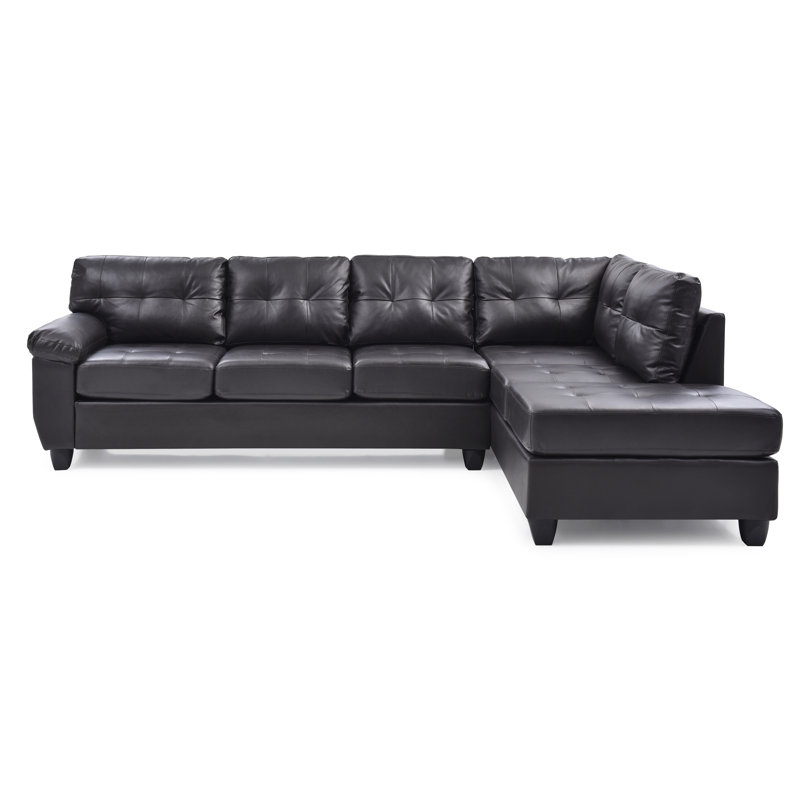 Sectional, Right Hand Facing, Brown Faux Leather