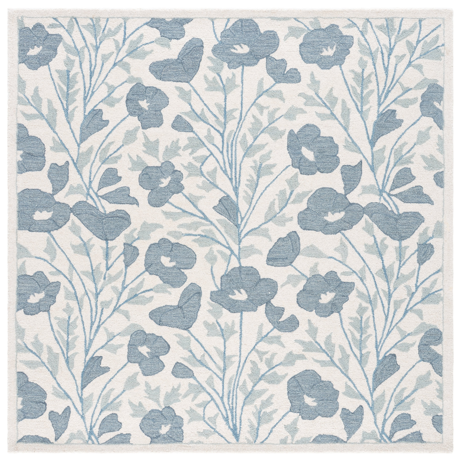 Hand-Tufted Wool Floral Rug, Square 6'