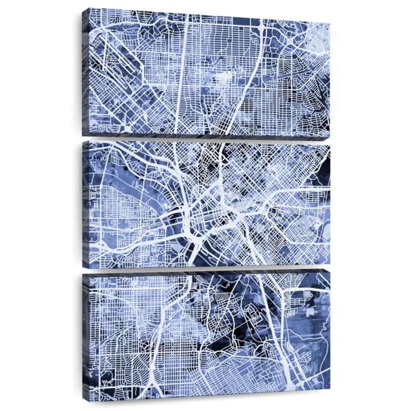 Aliaz Dallas Texas City Map III, 45" H x 28" W