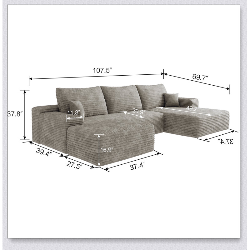Canapé modulaire confortable en forme de U avec repose-pieds, idéal pour la détente dans le salon et les réunions de famille