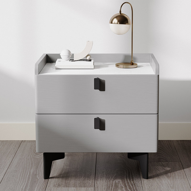 Table de chevet 2 tiroirs George, Gris