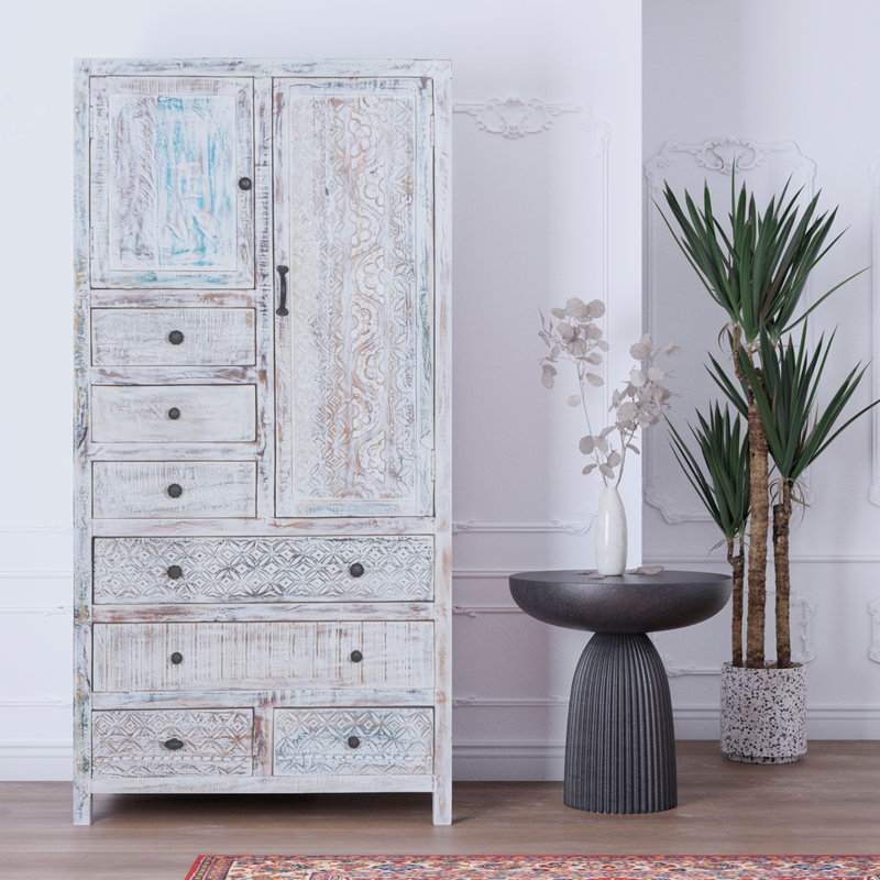 Armoire-penderie Eilidhi, Blanc délavé