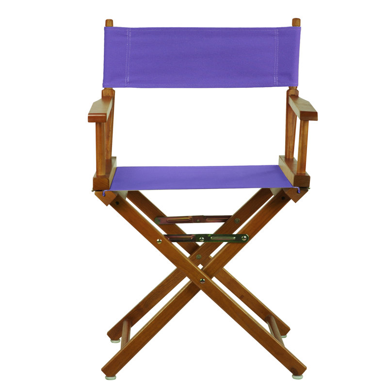 Chaise de réalisateur pliante 18 po, Chêne miel, Mauve