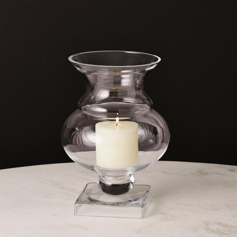 Elegant Clear Glass Hurricane Vase for Table