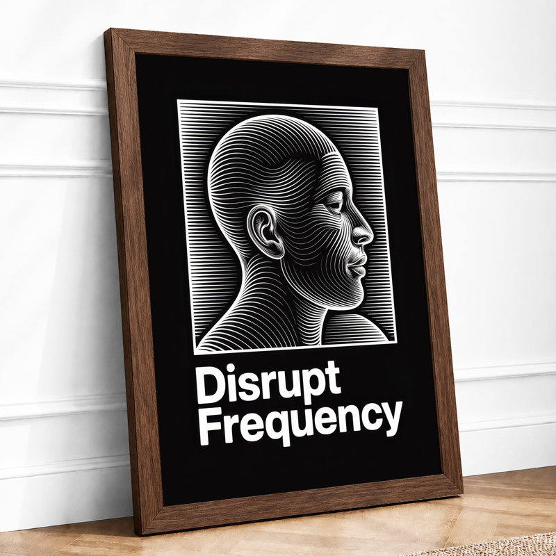 Frequency Disrupted Industrial - Framed Print, Walnut, A3 - 42.0 x 29.7 cm