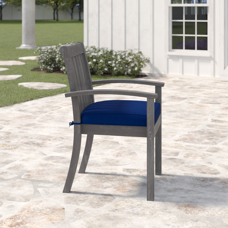 Chaise de patio empilable avec coussin Rossi, Marine, Gris