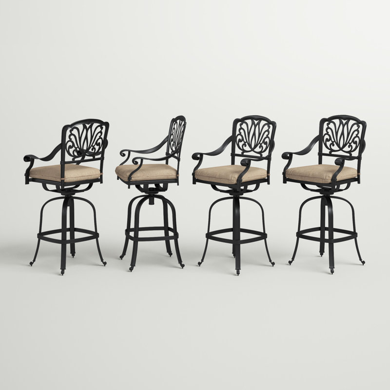Lebanon Metal Outdoor 29'' Bar Stool with Cushion