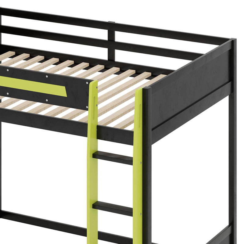 Gaming Bunk Bed With Side-Mounted Oversized RGB Desk, Green