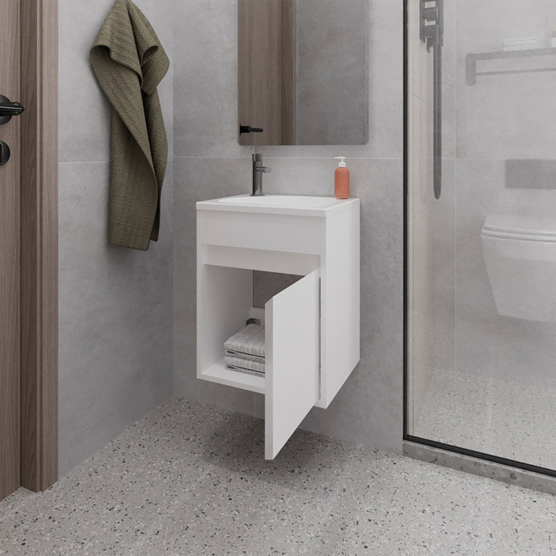 Lavabo pour salle de bain Sutcliffe, blanc, Blanc