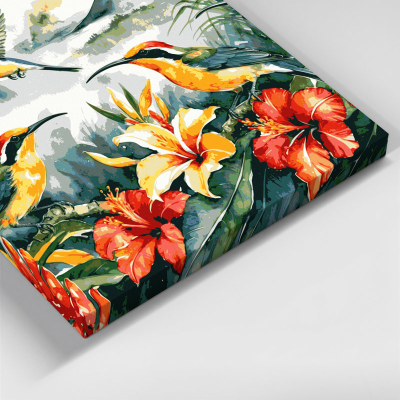 Hawaiian Hawaiian Honeycreepers, art sur toile gris, H 12 po x l 12 po
