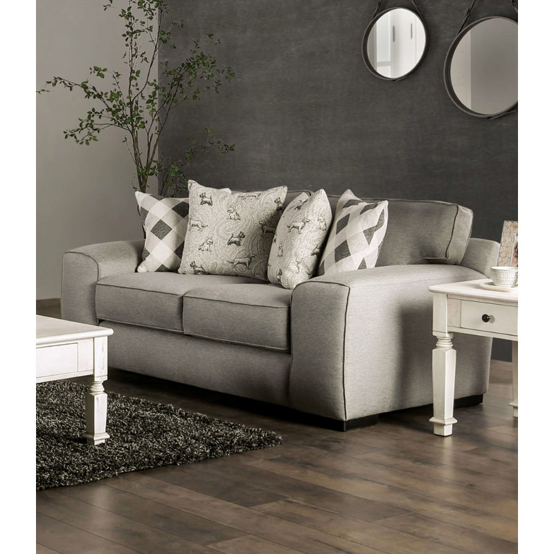 75.4" W Transitional Loveseat, Gray