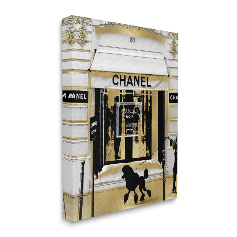 Fashion Storefront Glam Poodle Canvas Art in Gold and Black