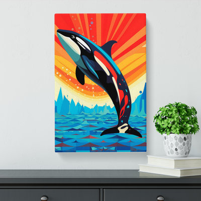 Orca Whale Op Art - Wrapped Canvas
