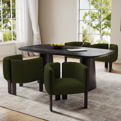 Aurora Mid-Century Modern Rubberwood Dining Chairs with Plush Upholstery