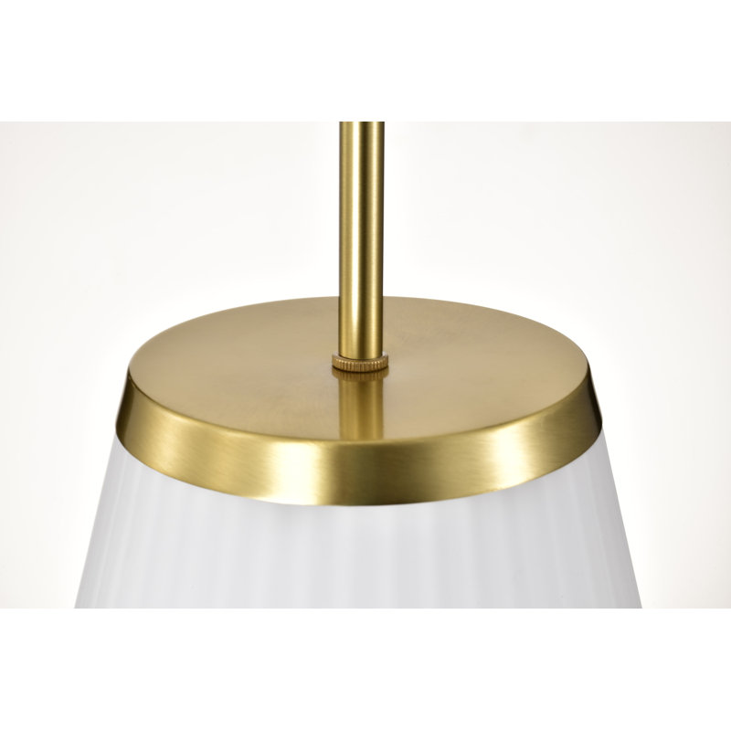 Grande suspension Royale - verre nervuré, Bronze brillant, H 14,63 po x l 12 po x P 12 po