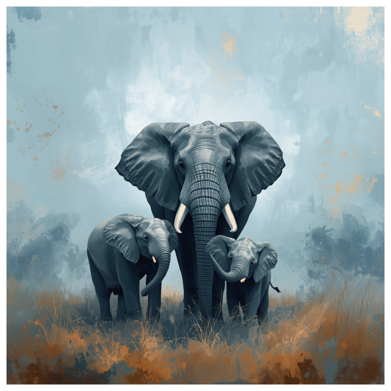 Tapis de bain Elephant Family In Grassland, 34in W x 21in L