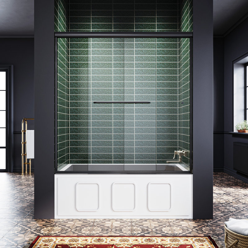 Porte de baignoire demi-cadre l 60 po x H 57 po, Noir