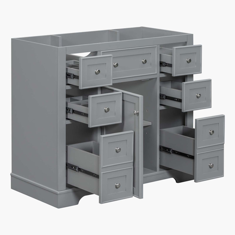 Meuble-lavabo polyvalent avec plusieurs options de rangement pour une organisation améliorée, Gris