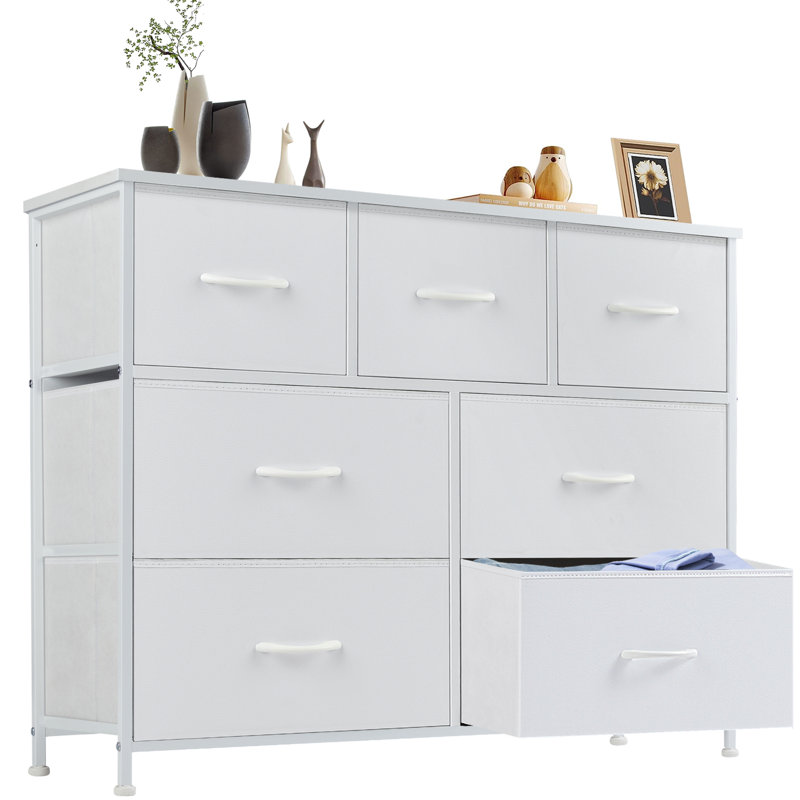  Tall Dresser for Bedroom Tall Fabric Dresser with Wooden Top - Tall Drawers, Sturdy Storage Tower for Bedroom, Closet, Nursery, Entryway, Kids Room
