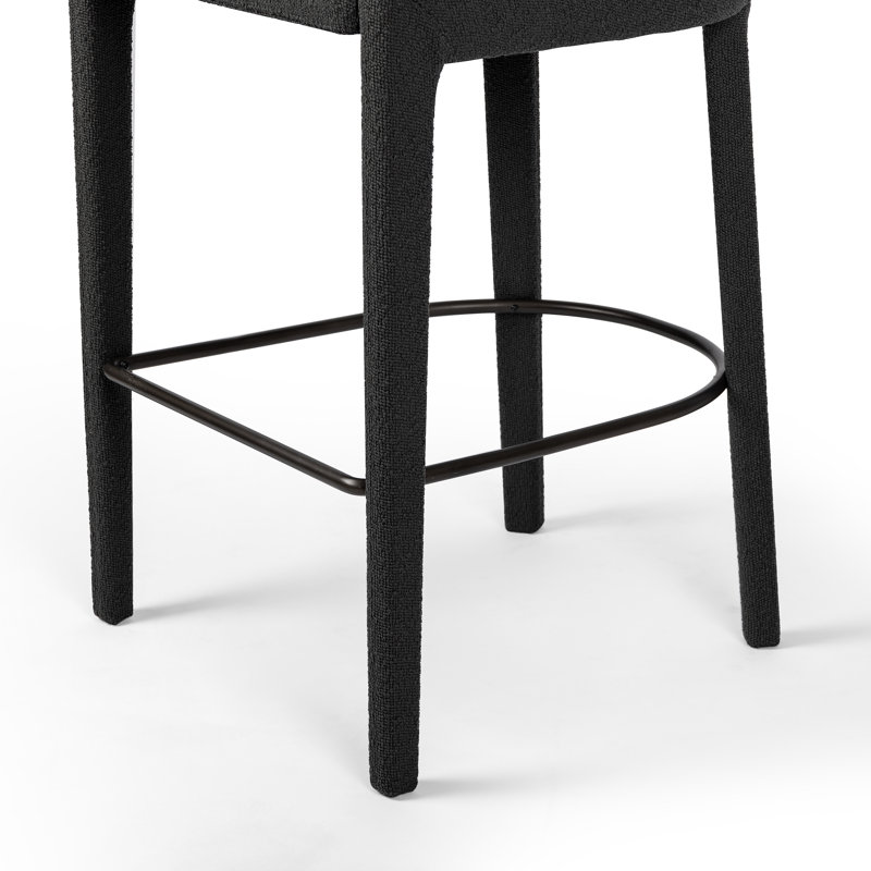 Hawkins Stool, Fiqa Charcoal Boucle/Polyester, Bar Stool (30.51" Seat Height)