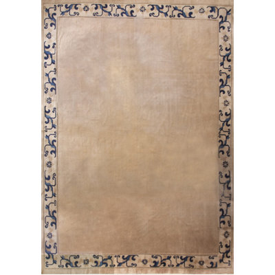 Antique Peking Room Size Wool Ivory Beige Cream White Rug