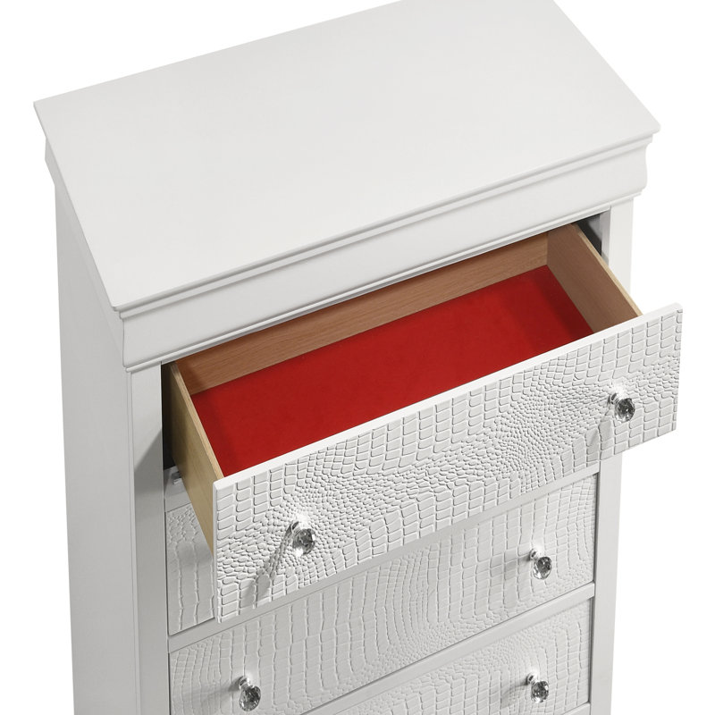 Commode 5 tiroirs Blaze, Blanc