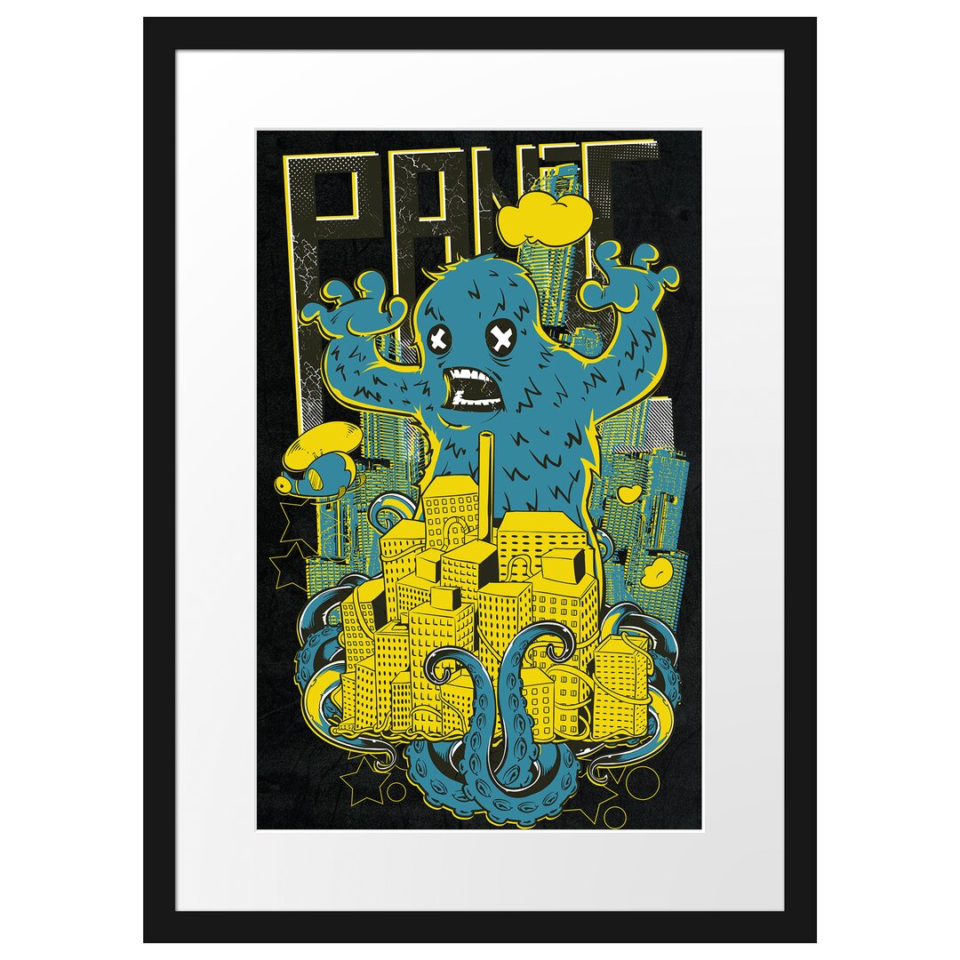 Gerahmtes Poster Panic Monster Black