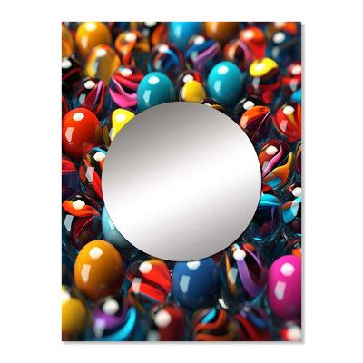 Oaklynd Mystical Marbles V - Abstract Shapes Decorative Wall Mirror, Modern Mirror, Printed Metal Art