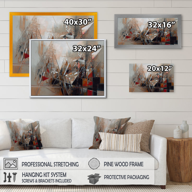 «Exploration cubiste des abstractions II - Cubisme abstrait», reproduction sur toile, Cadre photo noir, L 20 po x H 12 po