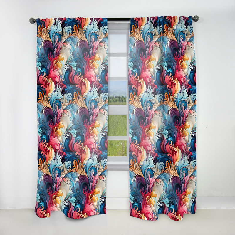 Rideau obscurcissant Ethno Paisley Harmony Fuse Marble II - 1 panneau abstrait en marbre, L 52 po x L 90 po