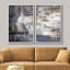 «Grunge Abstract Paint Effect Mid-Century Grey Brown Pastel Stroke», reproduction sur toile 2 pièces-87607253-87607258