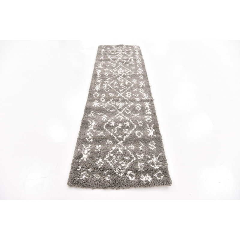 Jonnye Southwestern Area Rug, Runner 2'7" x 10', Gray/Ivory