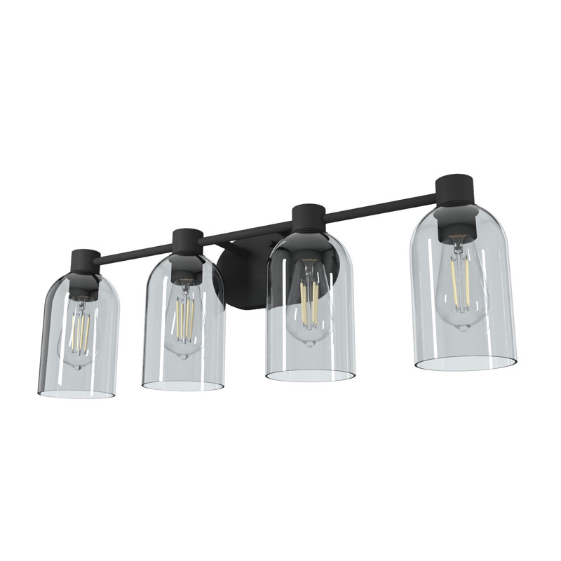 Hunter Lochemeade Natural Iron 4 Light Vanity Wall Light Fixture, Natural Iron, Smoked